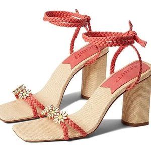Anthropologie SCHUTZ Mid Atanado Leather block heel Sandal- Size 8.5 NEW